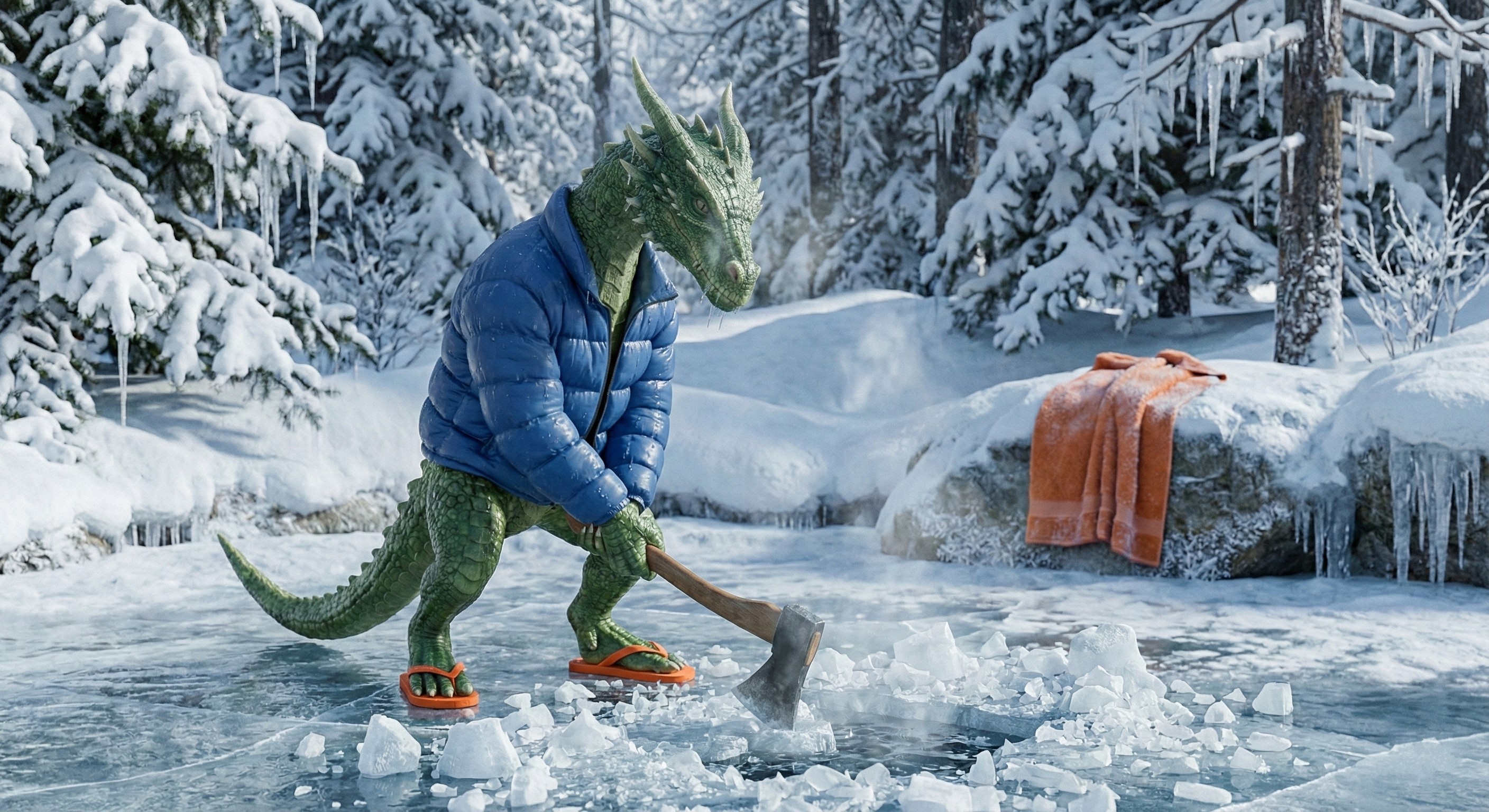 Smok przy przeręblu